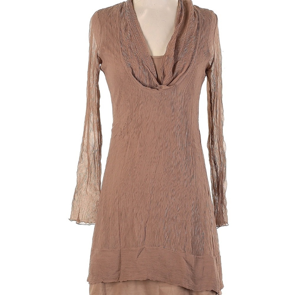 BCBGMaxAzria Brown Cowl Neck Sheath Dress